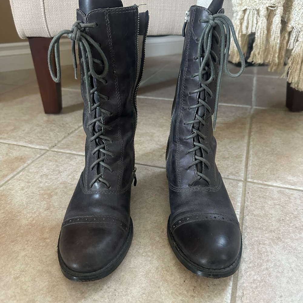 Vince Camuto black Lace-Up Boots